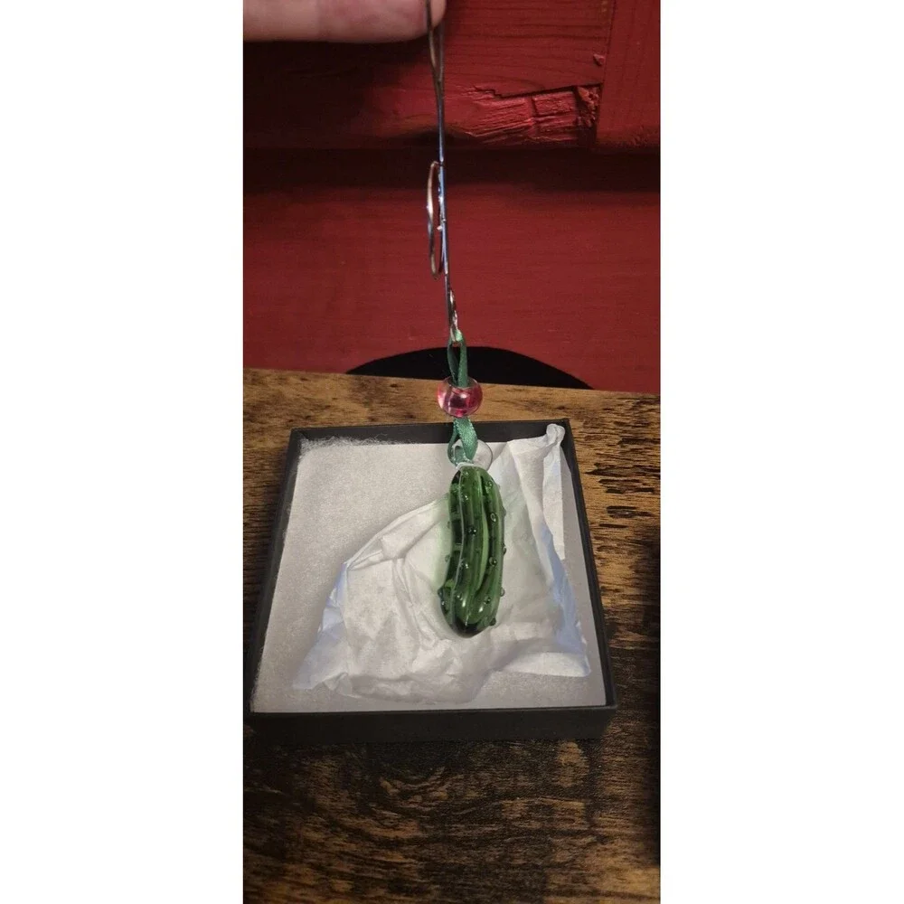 Lampwork Glass Christmas Pickle Ornament 2 Inch On Decorative Hook Traditions